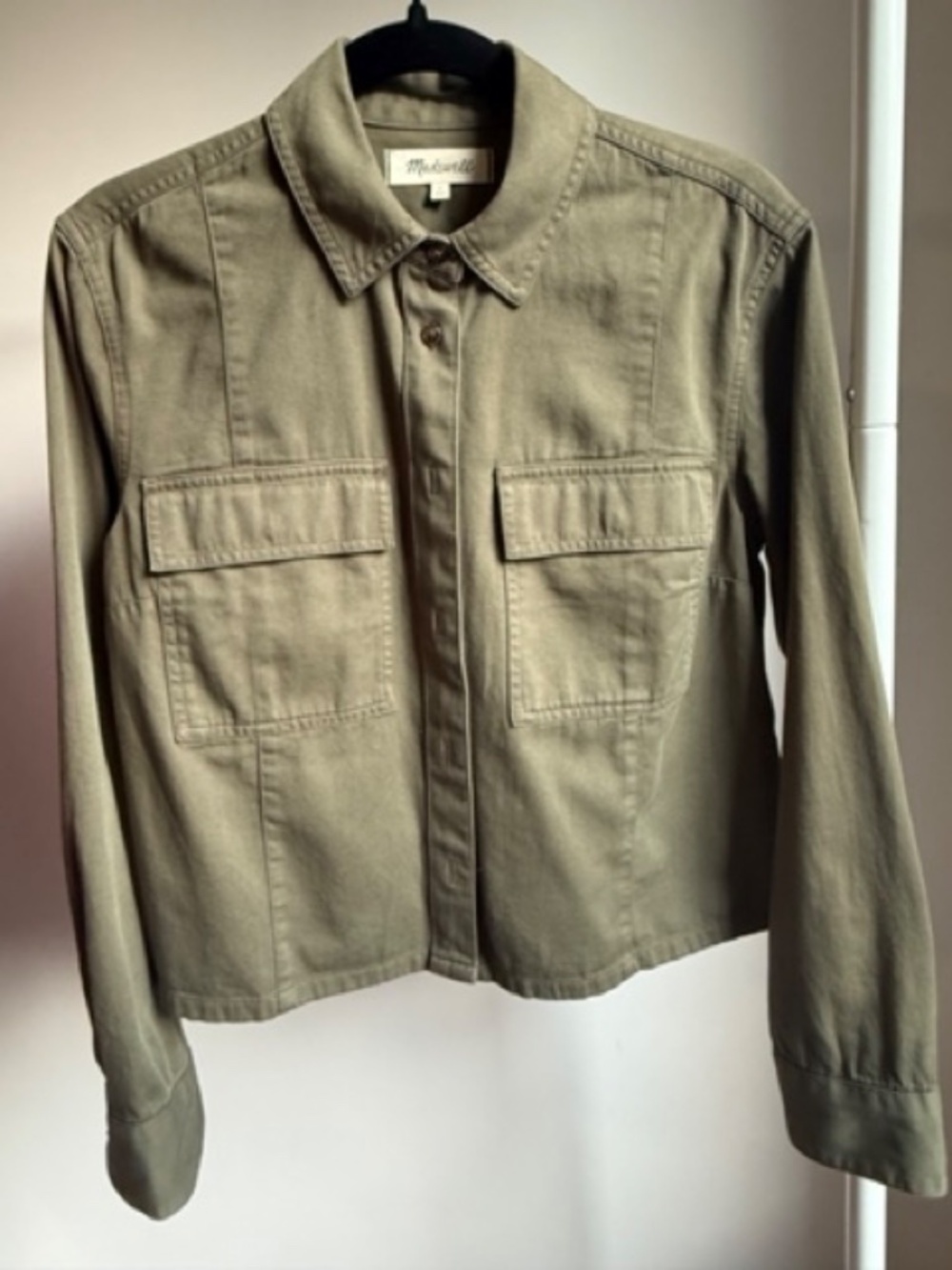 Madewell cropped olive shacket